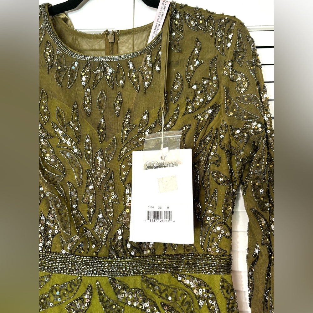 NWT Mac Duggal  5124 Green/Olive
Beaded Long Sleeve Evening Gown 8 - Picture 8 of 14